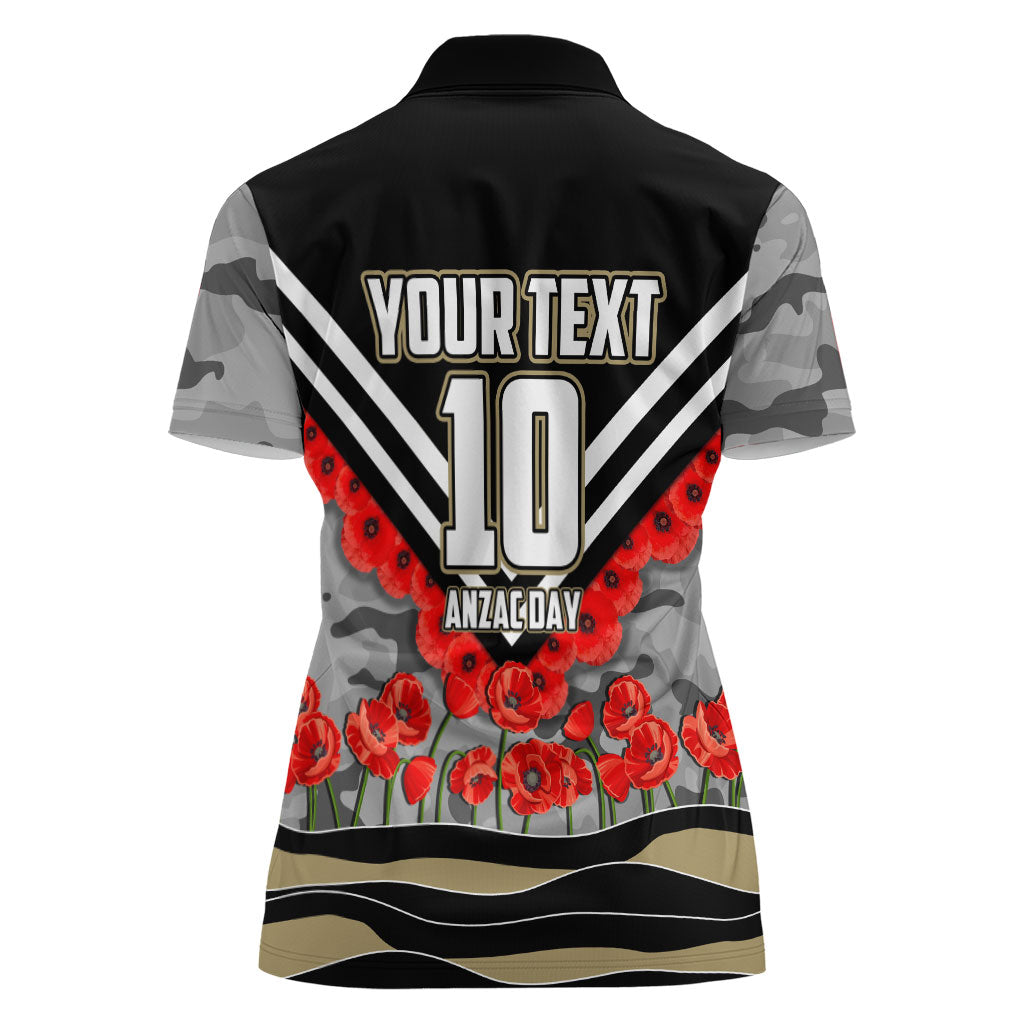 Personalised Collingwood Magpies ANZAC Women Polo Shirt Military Remembrance Australian Football Mascot Camouflage