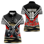 Personalised Collingwood Magpies ANZAC Women Polo Shirt Military Remembrance Australian Football Mascot Camouflage