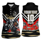 Personalised Collingwood Magpies ANZAC Women Sleeveless Polo Shirt Military Remembrance Australian Football Mascot Camouflage
