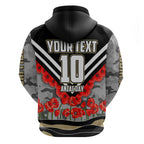 Personalised Collingwood Magpies ANZAC Zip Hoodie Military Remembrance Australian Football Mascot Camouflage