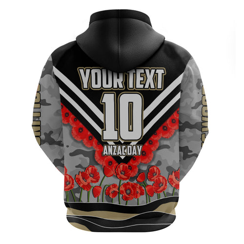 Personalised Collingwood Magpies ANZAC Zip Hoodie Military Remembrance Australian Football Mascot Camouflage