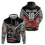 Personalised Collingwood Magpies ANZAC Zip Hoodie Military Remembrance Australian Football Mascot Camouflage