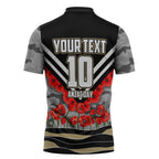 Personalised Collingwood Magpies ANZAC Zipper Polo Shirt Military Remembrance Australian Football Mascot Camouflage