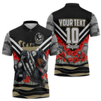 Personalised Collingwood Magpies ANZAC Zipper Polo Shirt Military Remembrance Australian Football Mascot Camouflage
