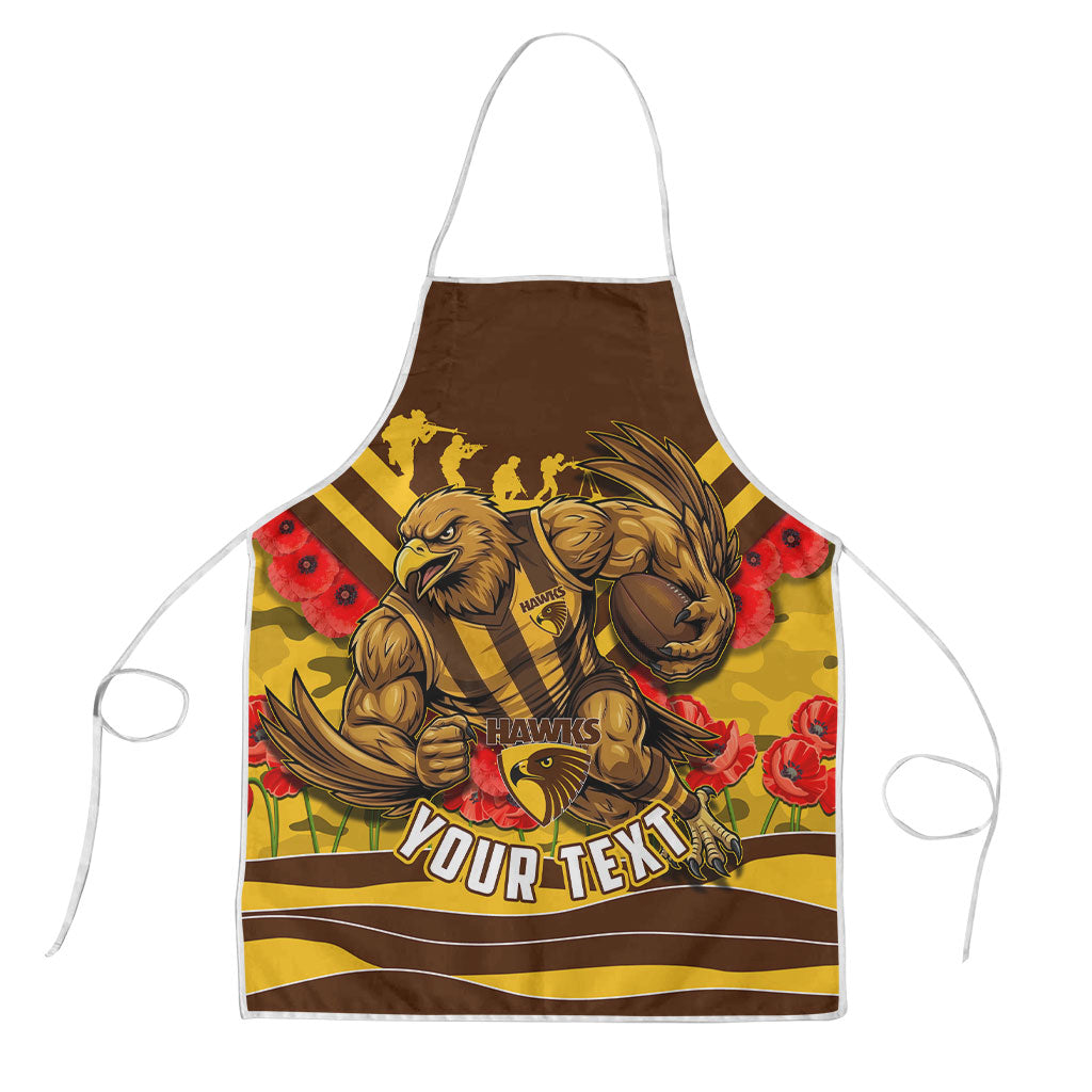 Personalised Hawthorn Hawks ANZAC Apron Military Remembrance Australian Football Mascot Camouflage