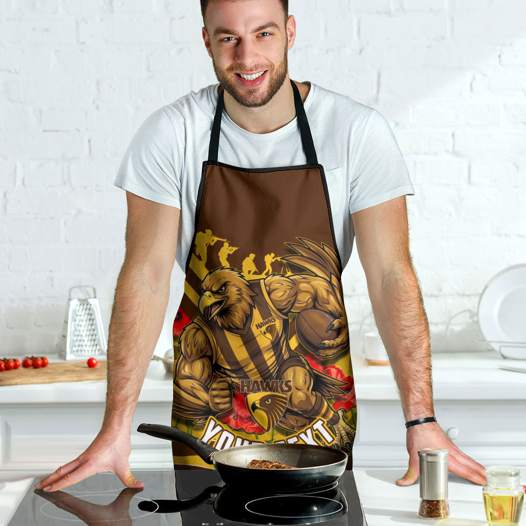 Personalised Hawthorn Hawks ANZAC Apron Military Remembrance Australian Football Mascot Camouflage