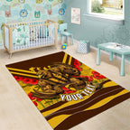 Personalised Hawthorn Hawks ANZAC Area Rug Military Remembrance Australian Football Mascot Camouflage