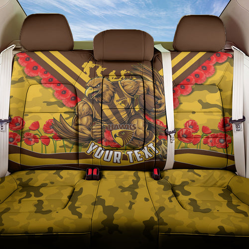 Personalised Hawthorn Hawks ANZAC Back Car Seat Cover Military Remembrance Australian Football Mascot Camouflage