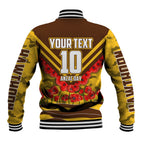 Personalised Hawthorn Hawks ANZAC Baseball Jacket Military Remembrance Australian Football Mascot Camouflage
