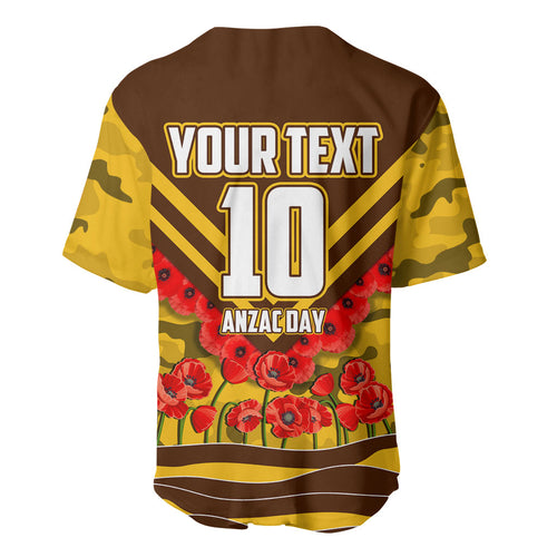 Personalised Hawthorn Hawks ANZAC Baseball Jersey Military Remembrance Australian Football Mascot Camouflage