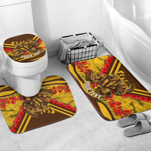 Personalised Hawthorn Hawks ANZAC Bathroom Set Military Remembrance Australian Football Mascot Camouflage