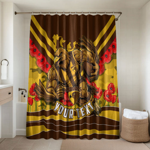 Personalised Hawthorn Hawks ANZAC Bathroom Set Military Remembrance Australian Football Mascot Camouflage