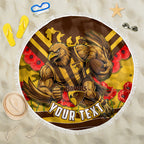 Personalised Hawthorn Hawks ANZAC Beach Blanket Military Remembrance Australian Football Mascot Camouflage