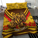 Personalised Hawthorn Hawks ANZAC Bedding Set Military Remembrance Australian Football Mascot Camouflage