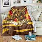 Personalised Hawthorn Hawks ANZAC Blanket Military Remembrance Australian Football Mascot Camouflage