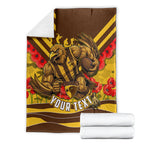 Personalised Hawthorn Hawks ANZAC Blanket Military Remembrance Australian Football Mascot Camouflage