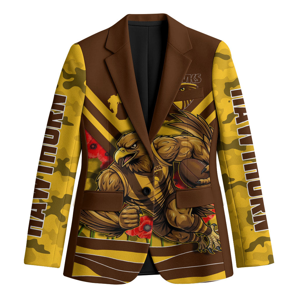 Personalised Hawthorn Hawks ANZAC Blazer Military Remembrance Australian Football Mascot Camouflage