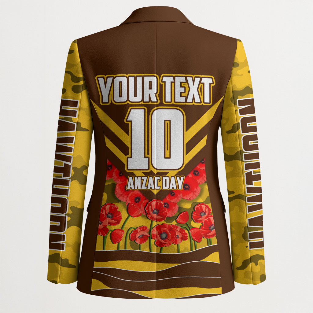 Personalised Hawthorn Hawks ANZAC Blazer Military Remembrance Australian Football Mascot Camouflage