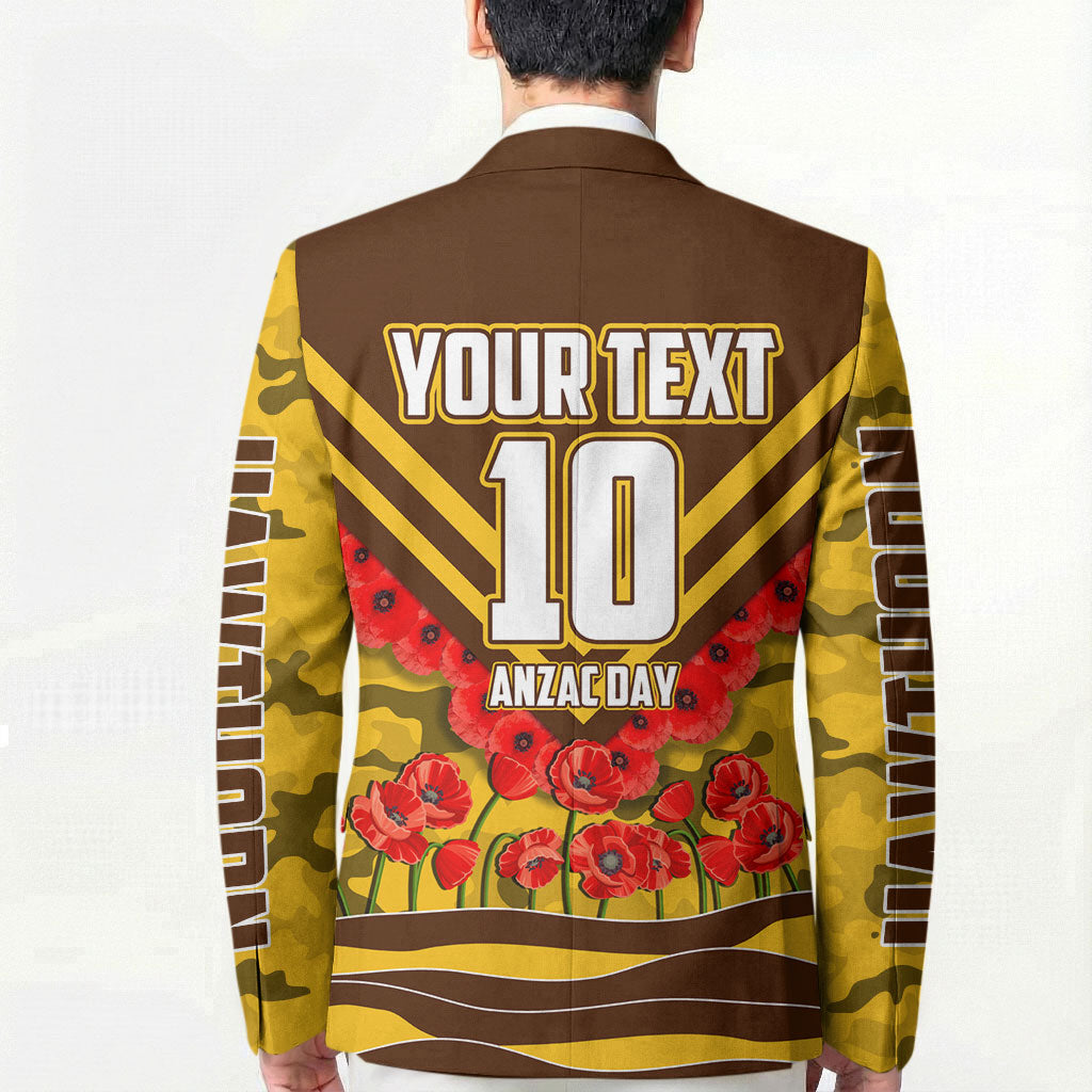 Personalised Hawthorn Hawks ANZAC Blazer Military Remembrance Australian Football Mascot Camouflage
