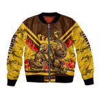 Personalised Hawthorn Hawks ANZAC Bomber Jacket Military Remembrance Australian Football Mascot Camouflage