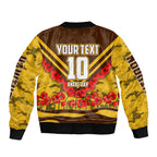 Personalised Hawthorn Hawks ANZAC Bomber Jacket Military Remembrance Australian Football Mascot Camouflage
