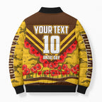 Personalised Hawthorn Hawks ANZAC Bomber Puffer Jacket Military Remembrance Australian Football Mascot Camouflage