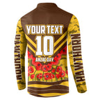 Personalised Hawthorn Hawks ANZAC Button Sweatshirt Military Remembrance Australian Football Mascot Camouflage