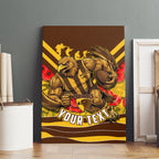 Personalised Hawthorn Hawks ANZAC Canvas Wall Art Military Remembrance Australian Football Mascot Camouflage