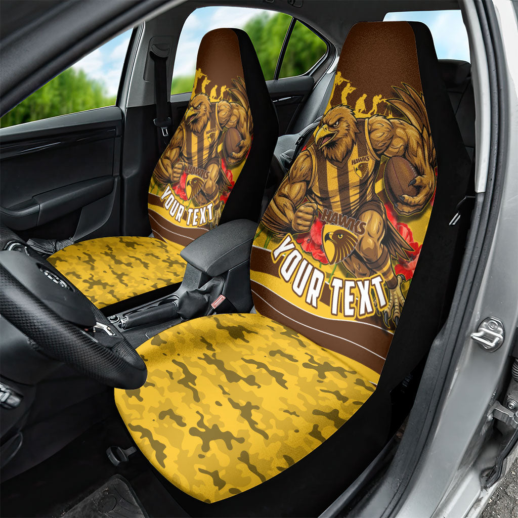 Personalised Hawthorn Hawks ANZAC Car Seat Cover Military Remembrance Australian Football Mascot Camouflage