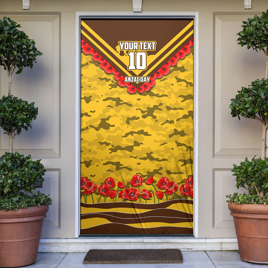 Personalised Hawthorn Hawks ANZAC Door Cover Military Remembrance Australian Football Mascot Camouflage