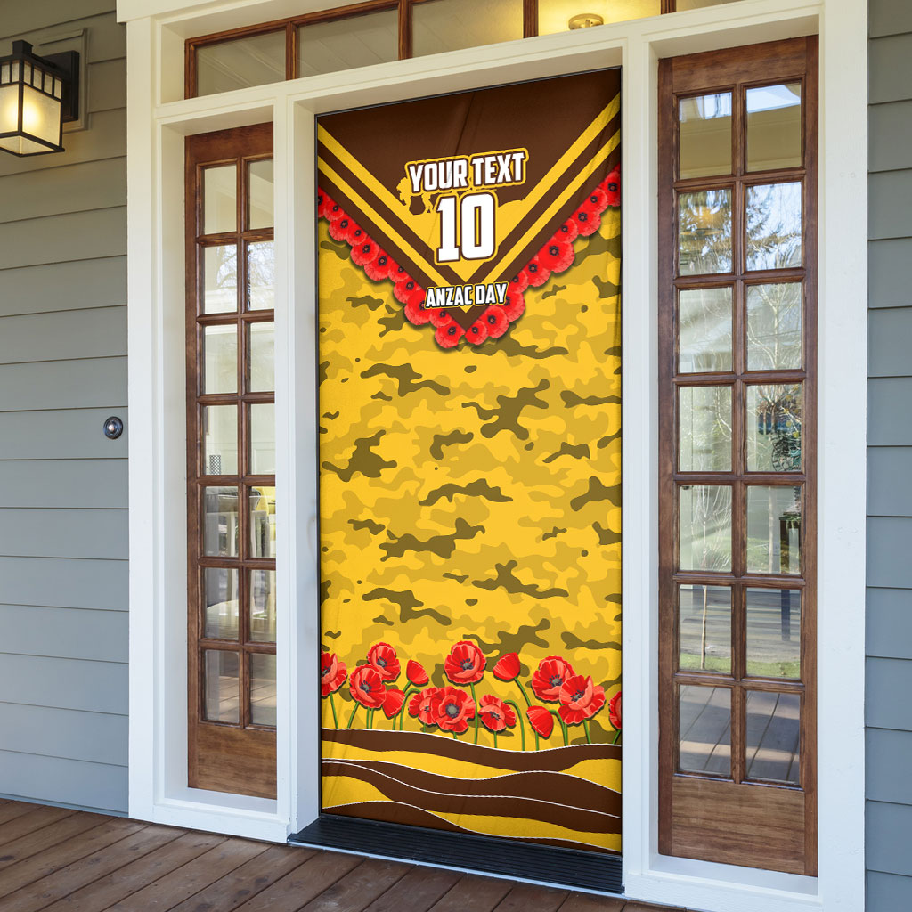 Personalised Hawthorn Hawks ANZAC Door Cover Military Remembrance Australian Football Mascot Camouflage