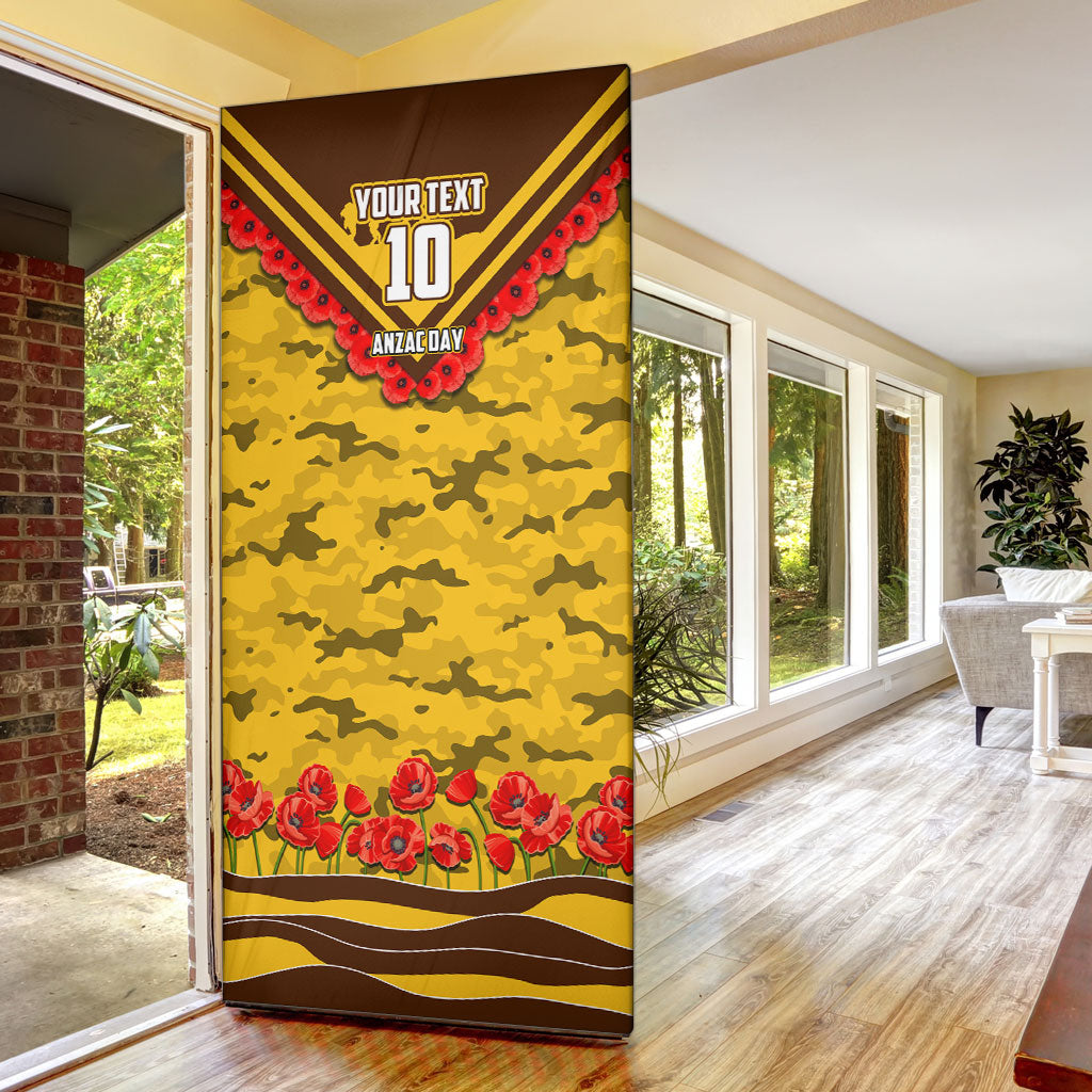 Personalised Hawthorn Hawks ANZAC Door Cover Military Remembrance Australian Football Mascot Camouflage