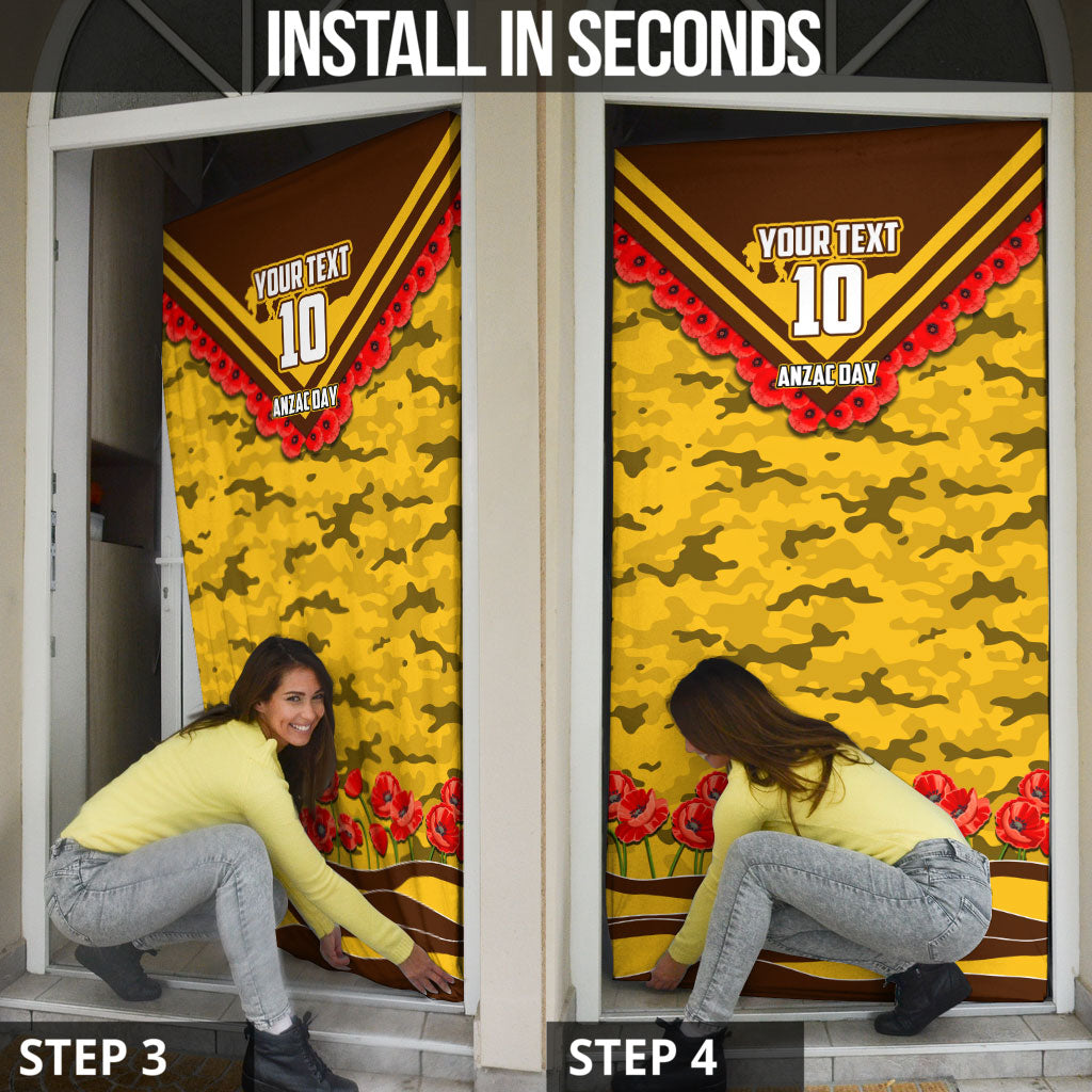 Personalised Hawthorn Hawks ANZAC Door Cover Military Remembrance Australian Football Mascot Camouflage