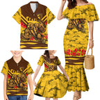 Personalised Hawthorn Hawks ANZAC Family Matching Mermaid Dress and Hawaiian Shirt Military Remembrance Australian Football Mascot Camouflage