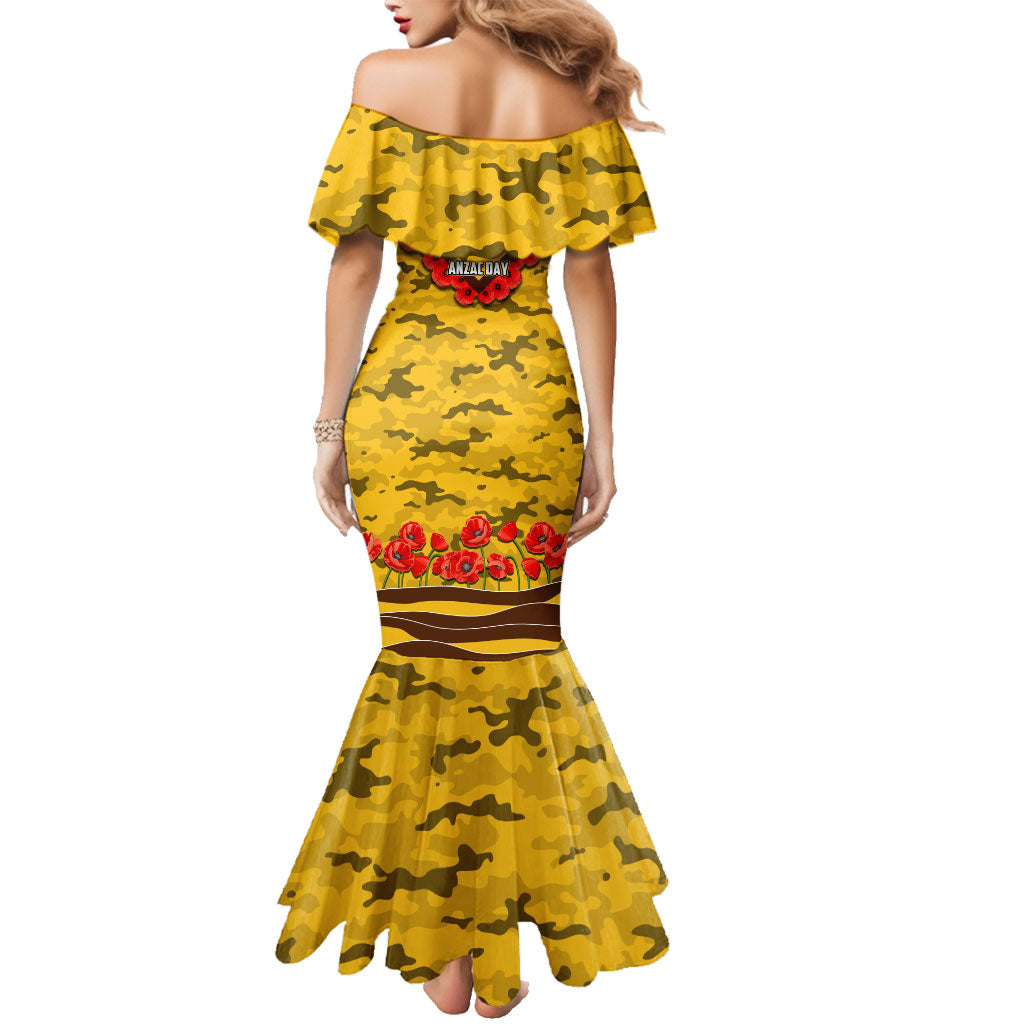 Personalised Hawthorn Hawks ANZAC Family Matching Mermaid Dress and Hawaiian Shirt Military Remembrance Australian Football Mascot Camouflage