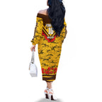 Personalised Hawthorn Hawks ANZAC Family Matching Off The Shoulder Long Sleeve Dress and Hawaiian Shirt Military Remembrance Australian Football Mascot Camouflage