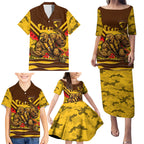 Personalised Hawthorn Hawks ANZAC Family Matching Puletasi and Hawaiian Shirt Military Remembrance Australian Football Mascot Camouflage