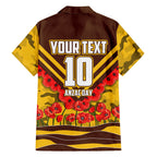 Personalised Hawthorn Hawks ANZAC Family Matching Puletasi and Hawaiian Shirt Military Remembrance Australian Football Mascot Camouflage