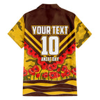 Personalised Hawthorn Hawks ANZAC Hawaiian Shirt Military Remembrance Australian Football Mascot Camouflage