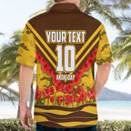 Personalised Hawthorn Hawks ANZAC Hawaiian Shirt Military Remembrance Australian Football Mascot Camouflage