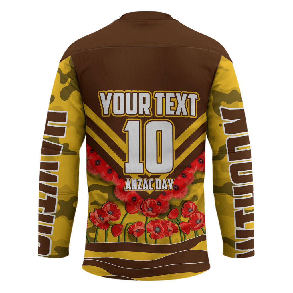 Personalised Hawthorn Hawks ANZAC Hockey Jersey Military Remembrance Australian Football Mascot Camouflage