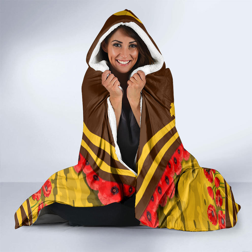 Personalised Hawthorn Hawks ANZAC Hooded Blanket Military Remembrance Australian Football Mascot Camouflage