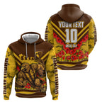 Personalised Hawthorn Hawks ANZAC Hoodie Military Remembrance Australian Football Mascot Camouflage