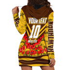 Personalised Hawthorn Hawks ANZAC Hoodie Dress Military Remembrance Australian Football Mascot Camouflage