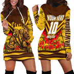 Personalised Hawthorn Hawks ANZAC Hoodie Dress Military Remembrance Australian Football Mascot Camouflage