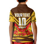 Personalised Hawthorn Hawks ANZAC Kid Polo Shirt Military Remembrance Australian Football Mascot Camouflage