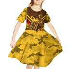 Personalised Hawthorn Hawks ANZAC Kid Short Sleeve Dress Military Remembrance Australian Football Mascot Camouflage