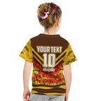 Personalised Hawthorn Hawks ANZAC Kid T Shirt Military Remembrance Australian Football Mascot Camouflage