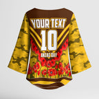 Personalised Hawthorn Hawks ANZAC Kimono Sleeve Blouse Military Remembrance Australian Football Mascot Camouflage