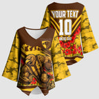 Personalised Hawthorn Hawks ANZAC Kimono Sleeve Blouse Military Remembrance Australian Football Mascot Camouflage